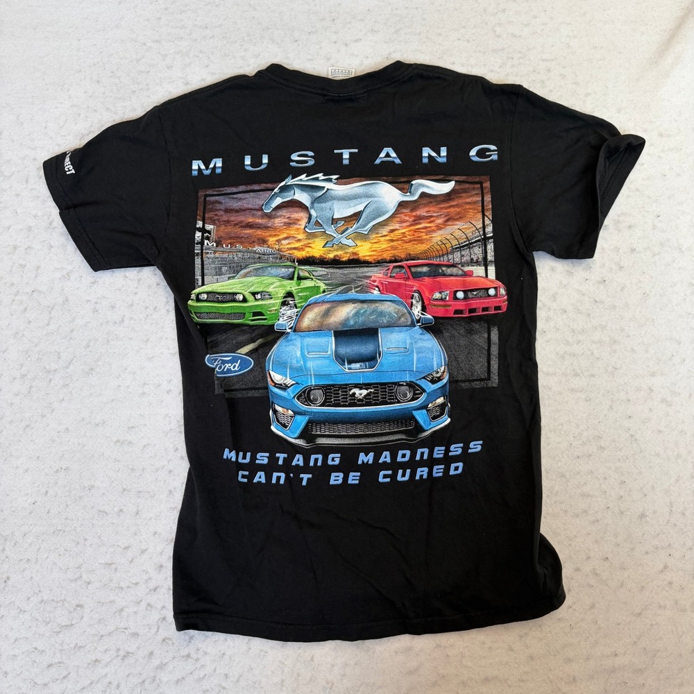 Delta Ford Mustang Graphic Tee Adult Small Black Mustang Madness Short Sleeve